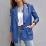 Women's Blazer Warm Breathable Outdoor Office Street Pocket Single Breasted Turndown - Image 8