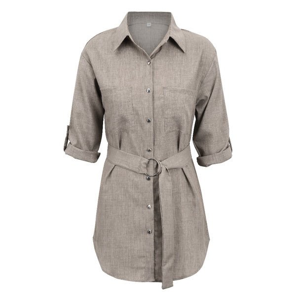 Women's Buttons Turn-Down Casual Shirt Dress - Image 7