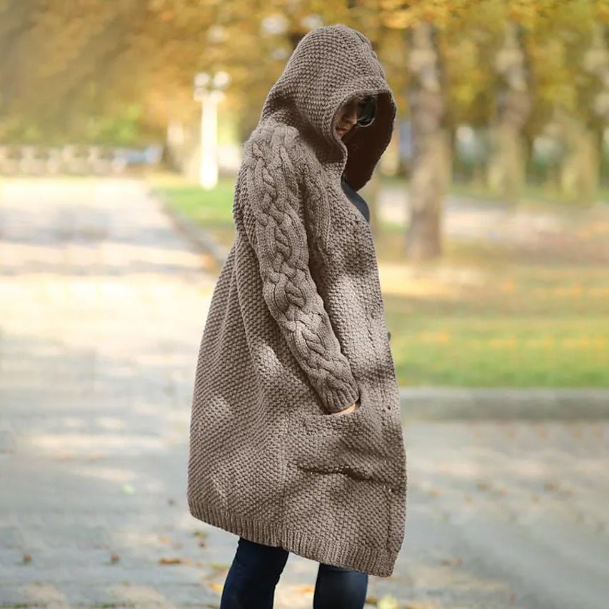 Women's Cardigan Pocket Chunky Long Sleeve Sweater - Image 6