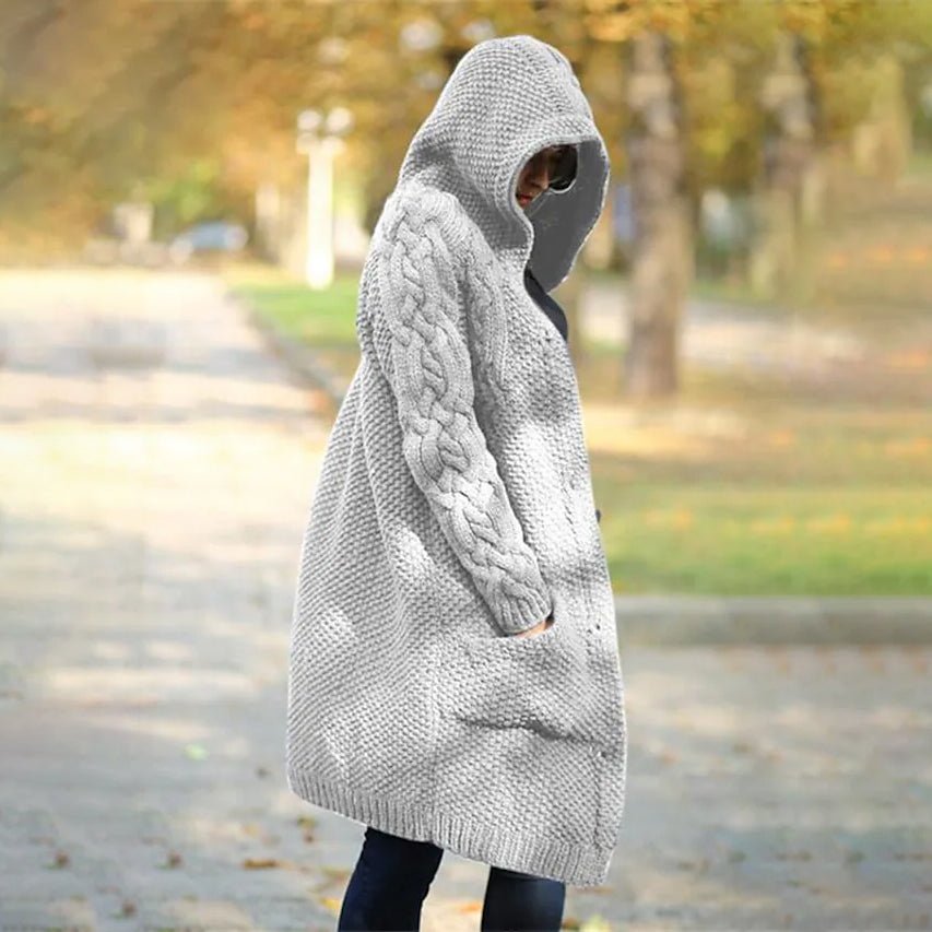 Women's Cardigan Pocket Chunky Long Sleeve Sweater - Image 4