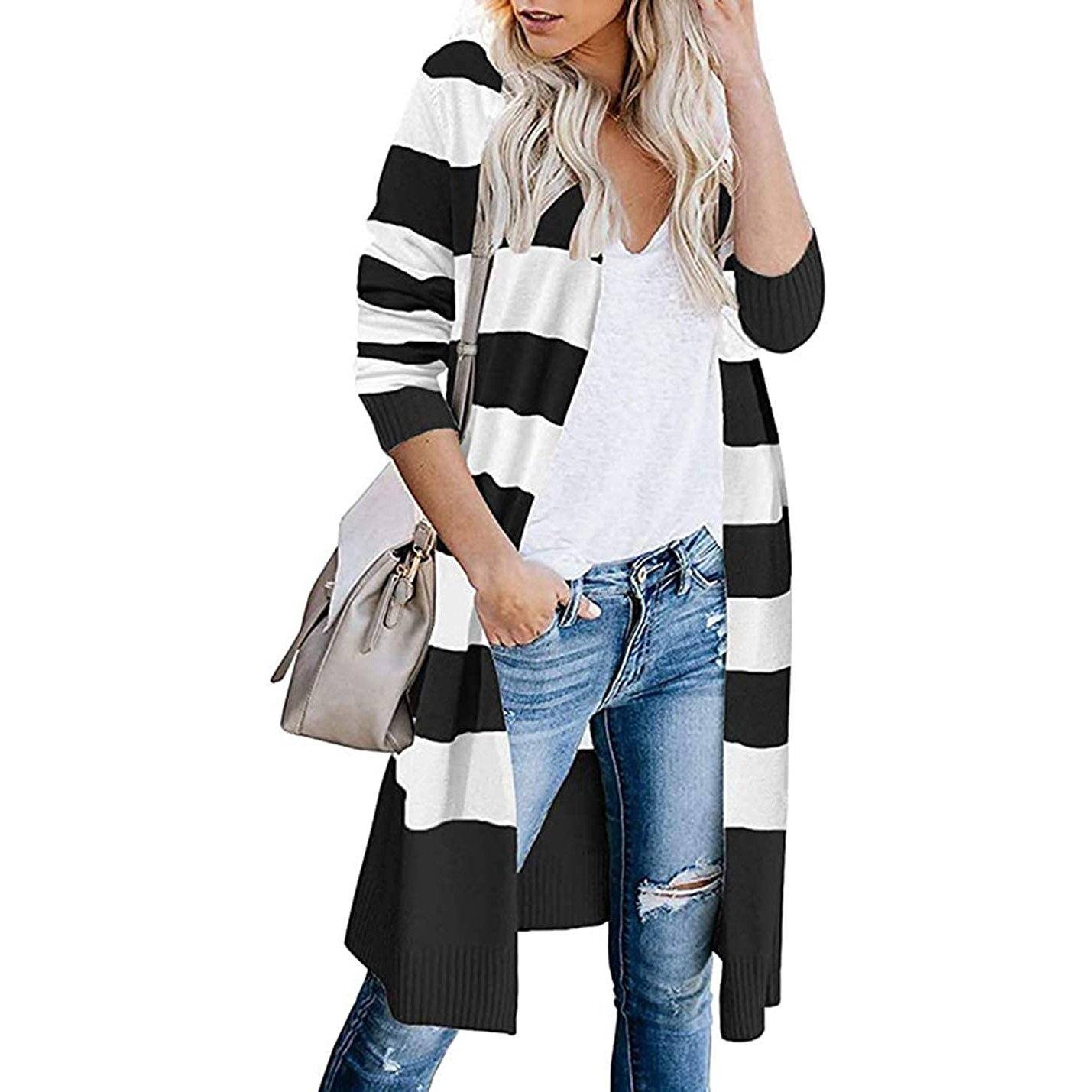 Women's Open Front Long Cardigan Long Sleeves Lightweight Knit Fall Sweater - Image 7