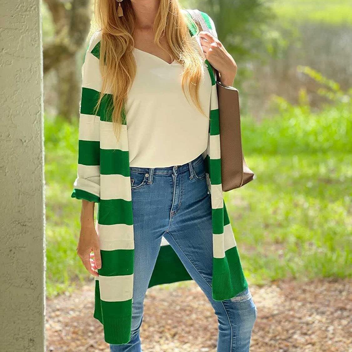 Women's Open Front Long Cardigan Long Sleeves Lightweight Knit Fall Sweater - Image 2