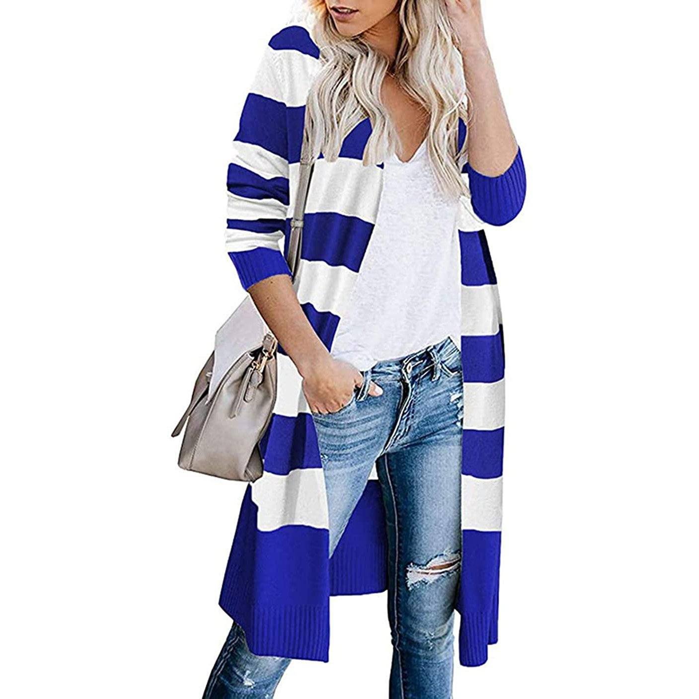 Women's Open Front Long Cardigan Long Sleeves Lightweight Knit Fall Sweater - Image 9