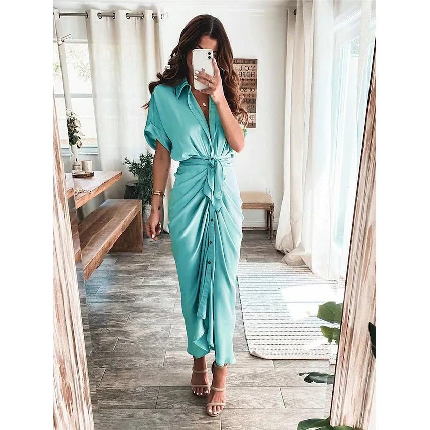 Women's Shirt Maxi Long Dress