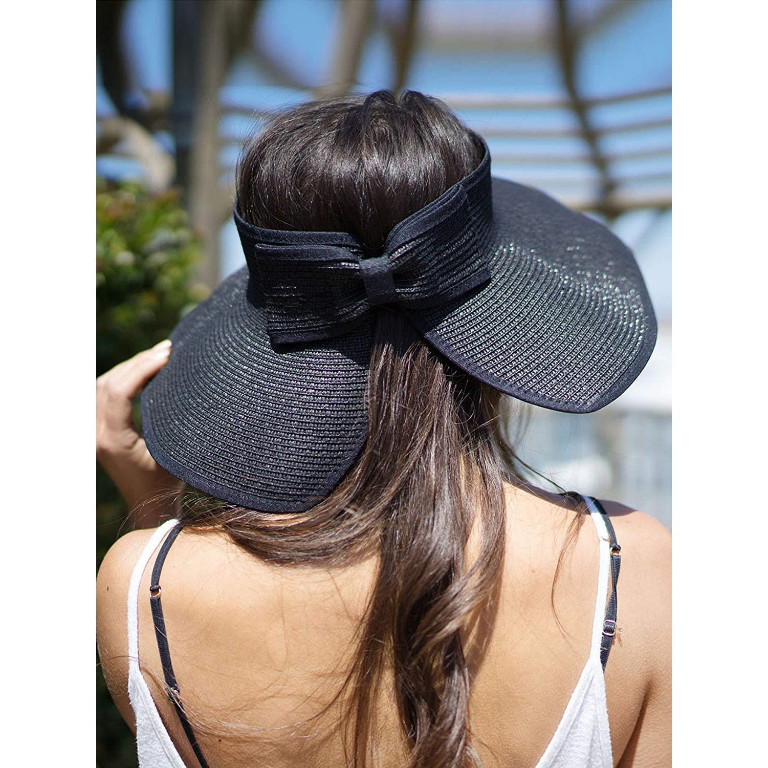 Women's Wide Brim Roll-up Straw Sun Hat Sun Visor - Image 14