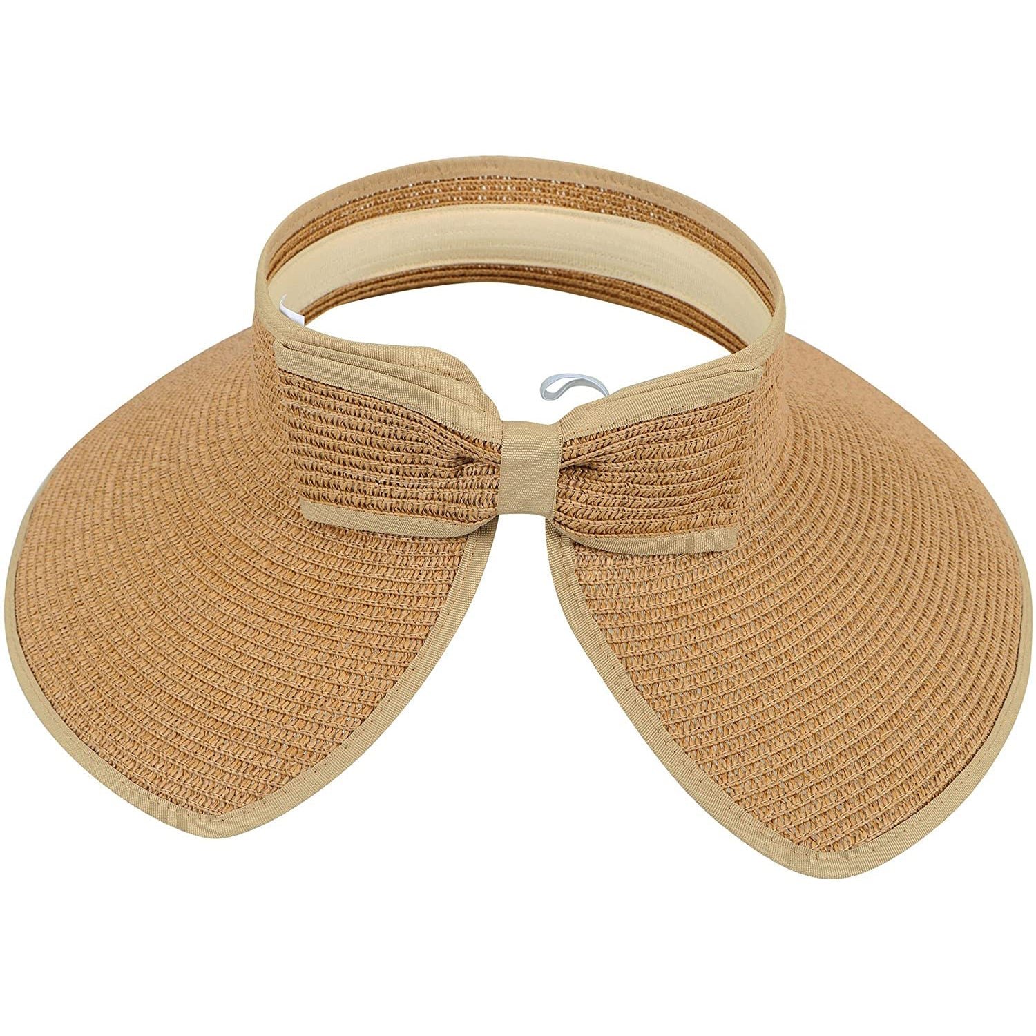 Women's Wide Brim Roll-up Straw Sun Hat Sun Visor - Image 2