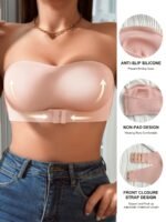 Women's Lingerie and Everyday Underwear,Wireless Comfort Bandeau Bra - Soft, Seamless, Strapless, Non-Padded, Front Buckle Closure - Image 5