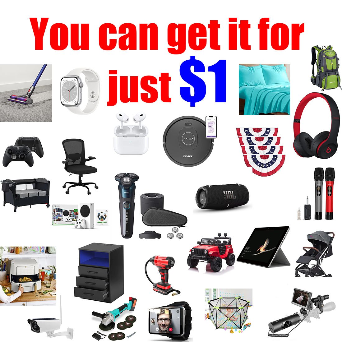 主图 New store big promotion, 1 dollar lottery, 2000 new products on the website are shipped randomly, free shipping, home delivery - Image 1